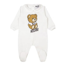 Moschino Baby - Footie Gift Box With Bear Toy Text Logo Print, Optic White Image 1