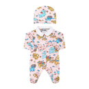Moschino Baby - Girl All-Over Printed Footie & Hat Gift Set, Pink Image 1