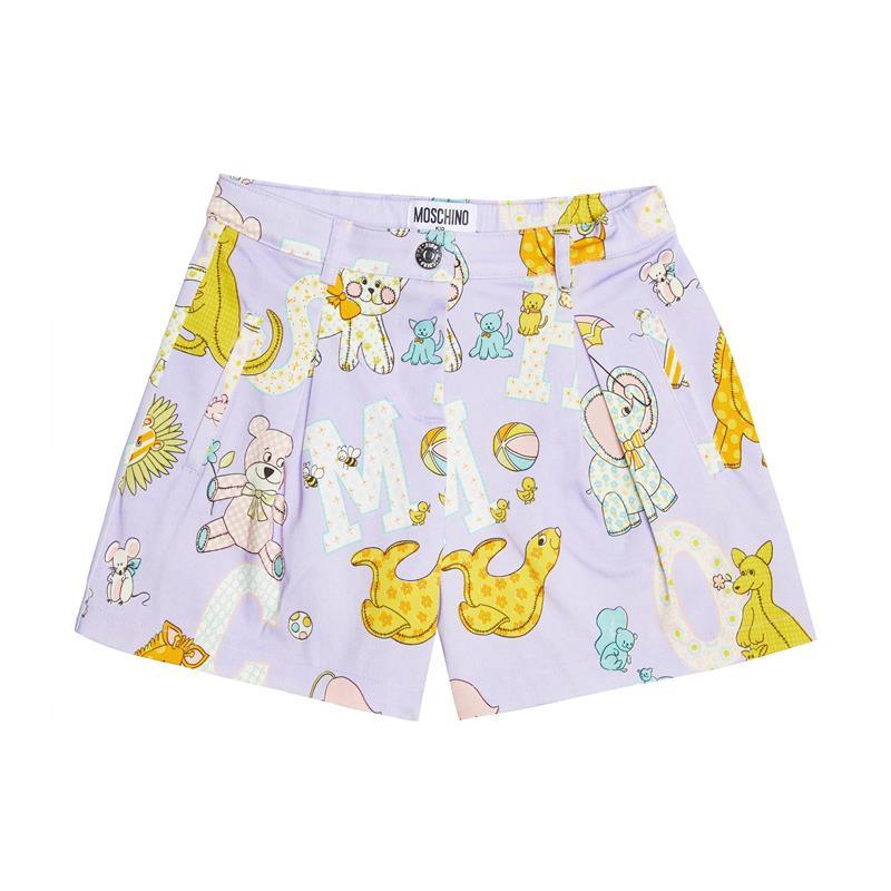 Moschino Baby - Girl All-Over Printed Shorts With Pockets, Lilac Image 1