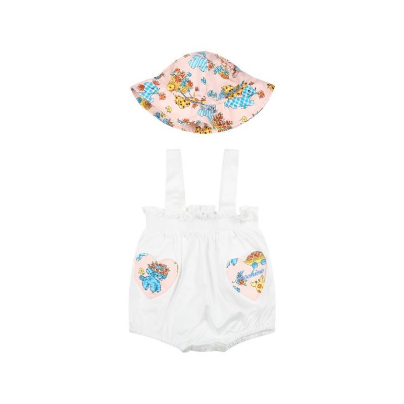 Moschino Baby - Girl Bubble Romper With Heart And Hat Gift Set, White  Image 1