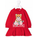 Moschino - Baby Girl Ls Dress W Roses Bear Flame Red Image 1