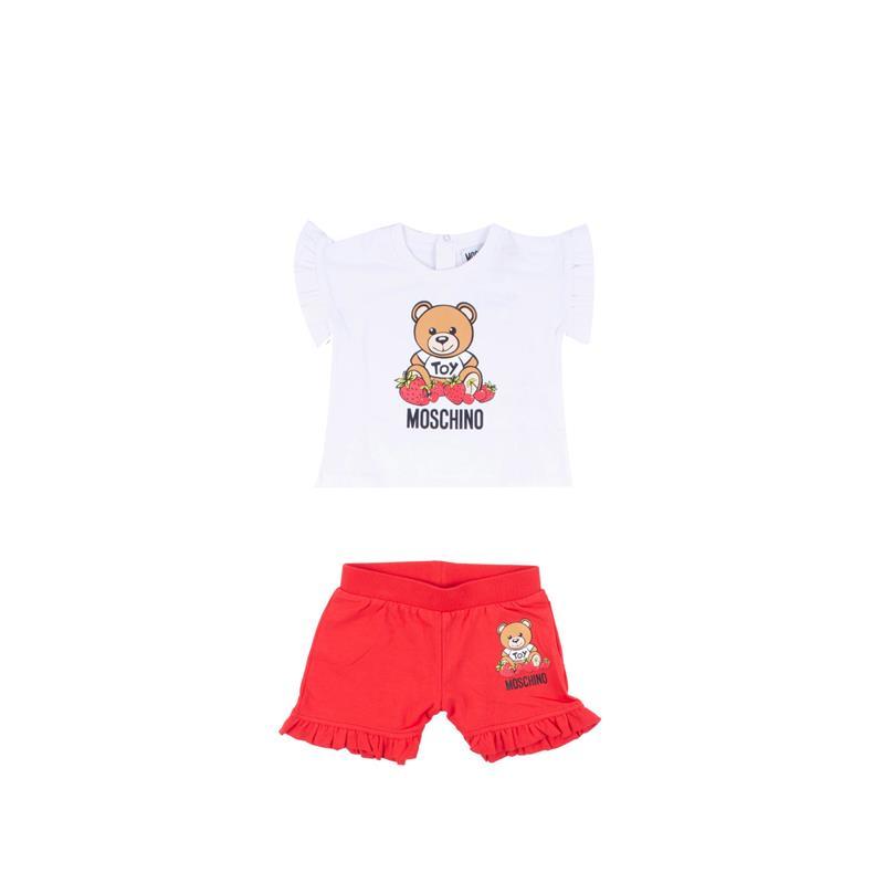 Moschino - Baby Girl Popeline T-Shirt & Shorts Set, Poppy Red Image 1