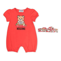 Moschino - Baby Girl Romper And Headband Set With Bear And Strawberry, Poppy Red Image 1