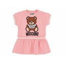 Moschino - Baby Girl Short Sleeve Dress With Bear Patch, Pink Image 1