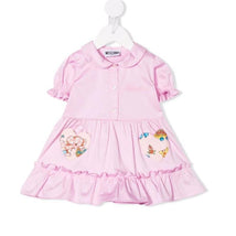 Moschino Baby - Girl Short Sleeve Ruffled Dress With Collar And Hearts, Light Pink Image 1
