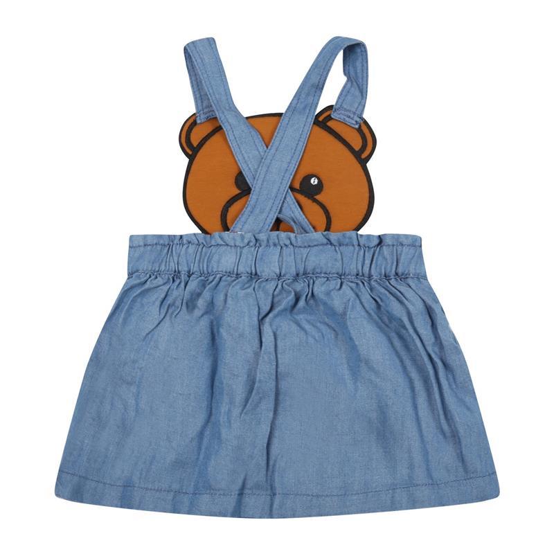 Moschino - Baby Girl Teddy Bear Head Logo Skirt, Azzurro Image 2