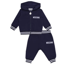 Moschino - Baby Hooded Fleece Tracksuit With Patch And Logo, Navy Image 1