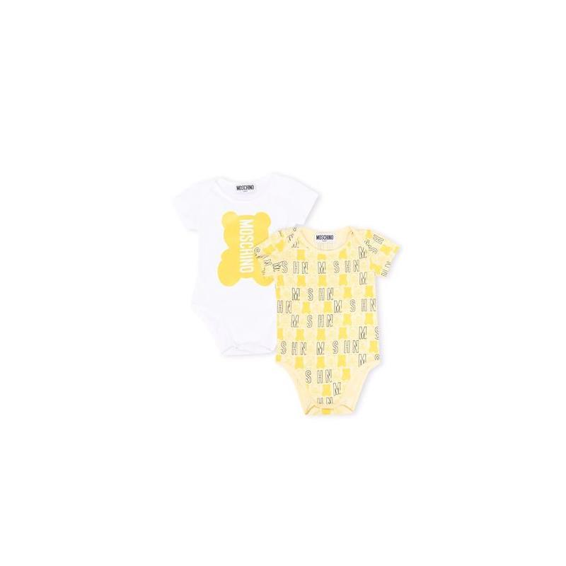 Moschino Baby - Unisex Jersey Bodysuit Gift Set With All Over, Gold Toy Image 1