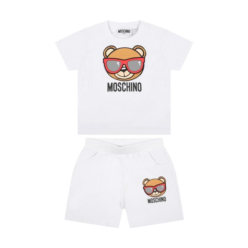 Moschino - Baby Jersey T-Shirt And Shorts Gift Set, White Image 1