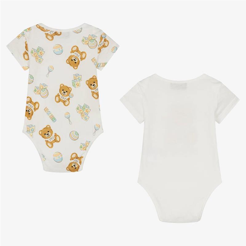 Moschino Baby - Onesie Gift Set With Bear Toy Rattle Graphic Print, Cloud Toy Image 2