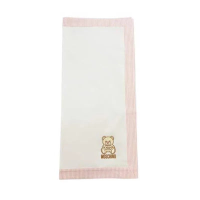 Moschino Baby - Popeline Striped Blanket With Bear Embroidery, Light Pink Image 2