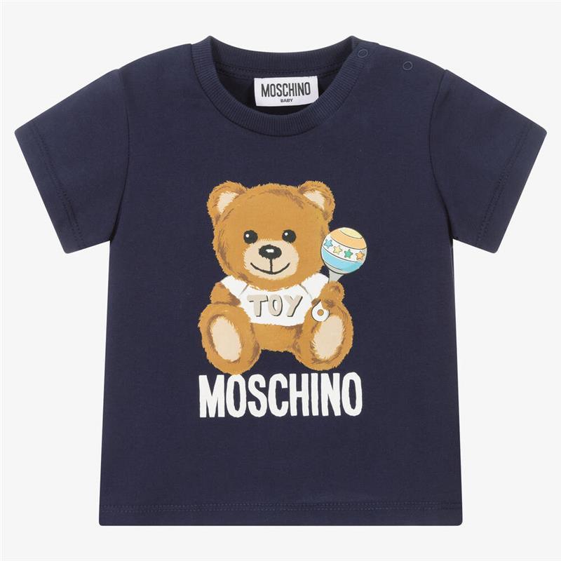 Moschino Baby - Short-Sleeved T-Shirt With Front Graphic Print, Blue Navy Image 1