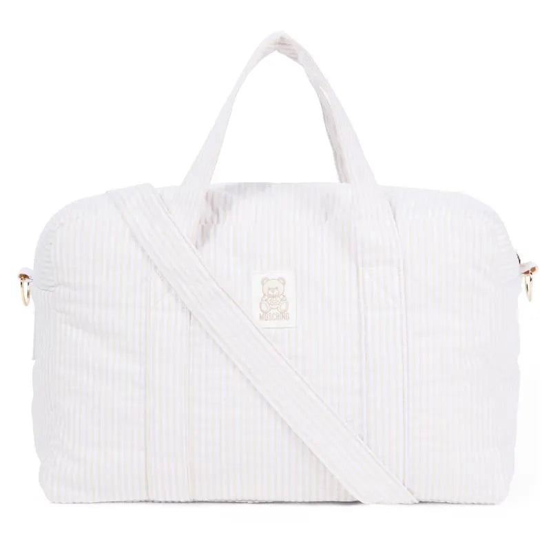 Moschino Baby - Striped Diaper Bag With Bear Patch Changing Mat Beige Image 1