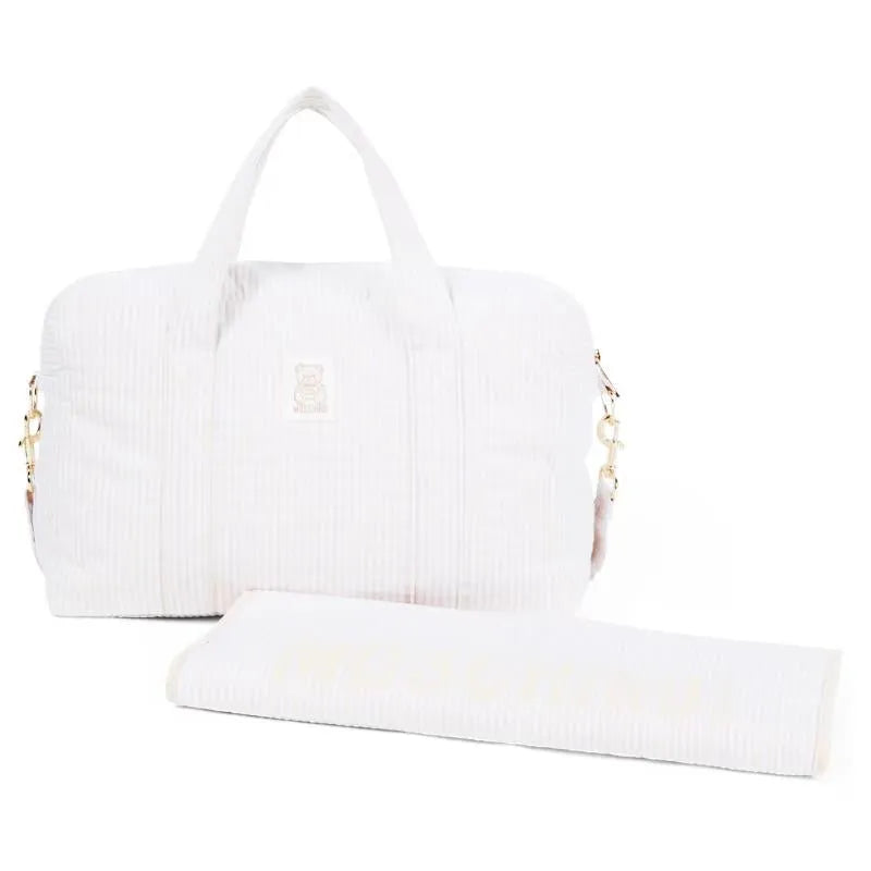 Moschino Baby - Striped Diaper Bag With Bear Patch Changing Mat Beige Image 3