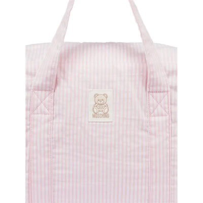 Moschino Baby - Striped Diaper Bag With Bear Patch Changing Mat Light Pink Image 2