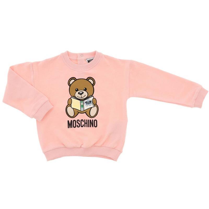Moschino - Baby Sweatshirt With Book Toy Bear, Sugar Rose Image 1