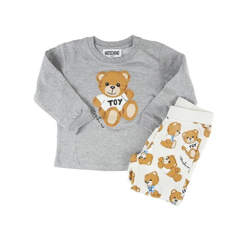 Moschino Baby - T-Shirt With Pants Set With Bear Print, Grey Image 1