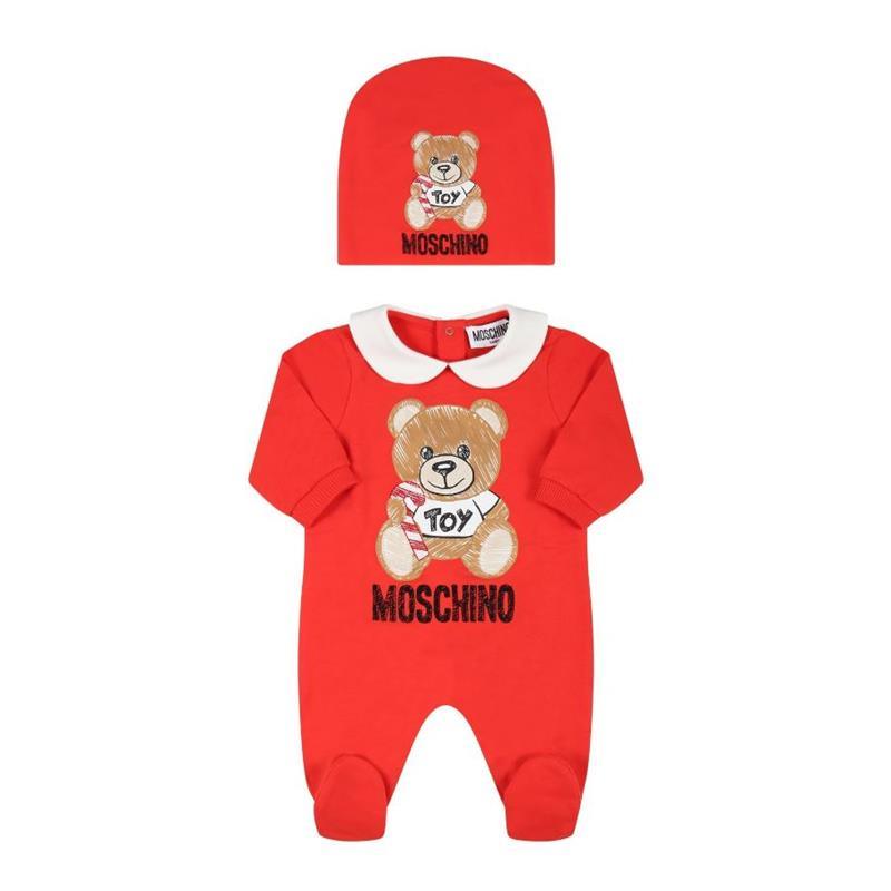 Moschino Baby - Unisex Grow Hat Set Collar Large Bear, Red Image 1