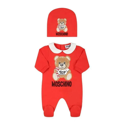 Moschino Baby - Unisex Grow Hat Set Collar Large Bear, Red Image 1