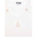 Moschino Baby - Unisex Short Sleeve Tee With Striped Overall And Bear Patch Beige Image 3