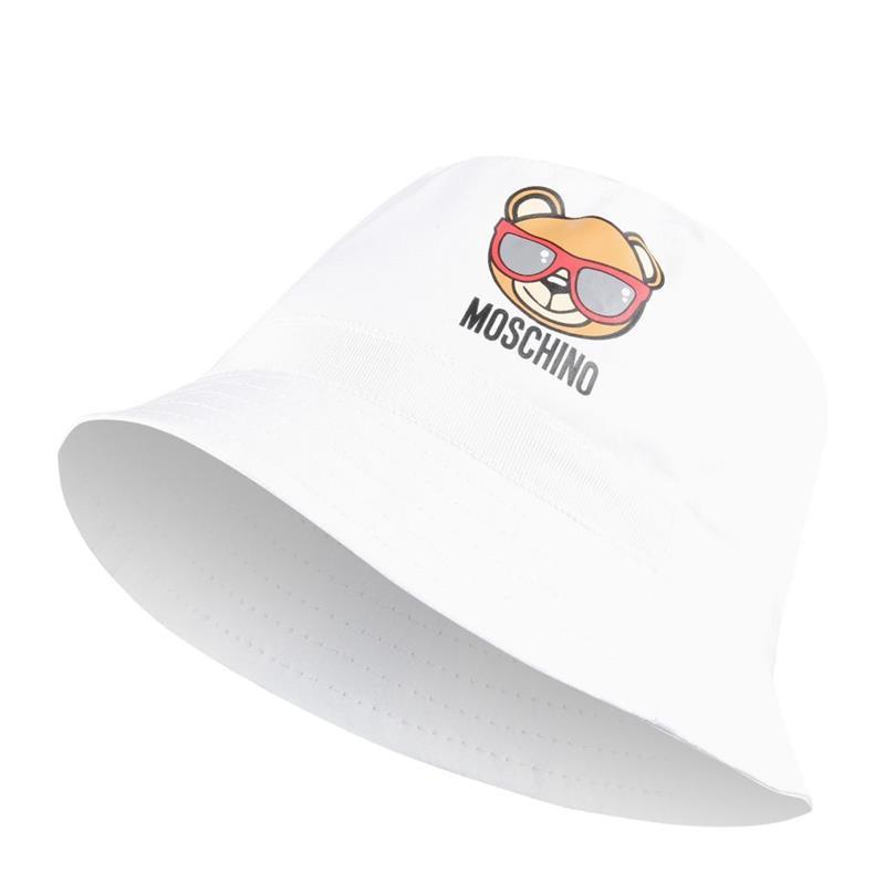 Moschino Baby - Unisex Sun Hat With Bear In Glasses, White Image 1