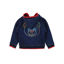 Moschino - Baby Zip Up Sweatshirt With Embroidered Bear/Logo, Blue Nuit Image 2