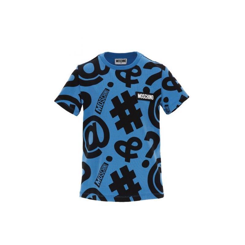 Moschino Baby - Boys Short Sleeve Tee With Allover Symbols, Alask Blue Image 1