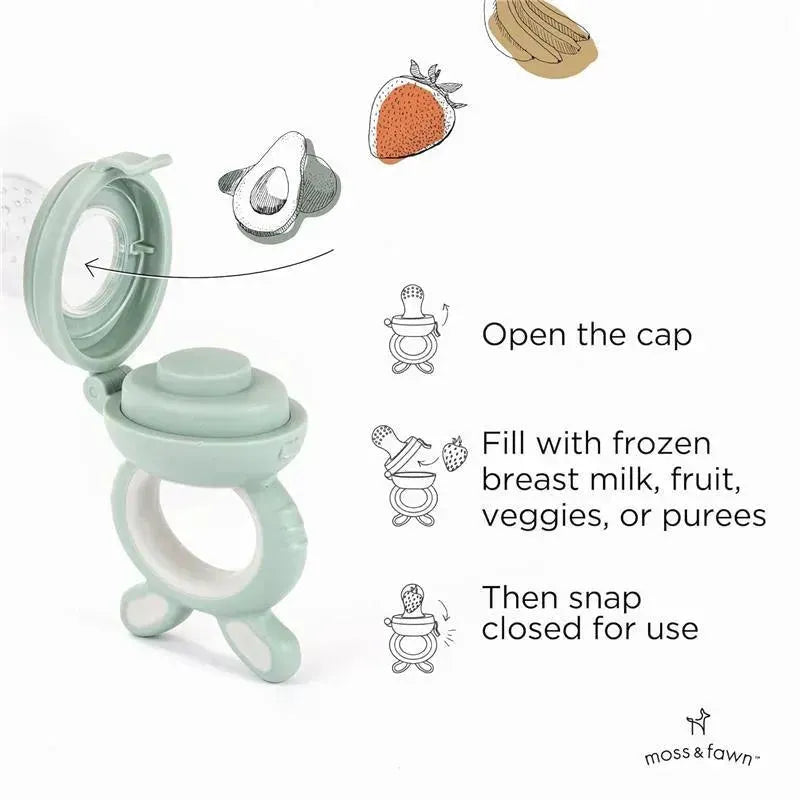 Moss & Fawn - Forage Feeder, Soothing Silicone Frozen Baby Food Teething Toy, Fern Image 5