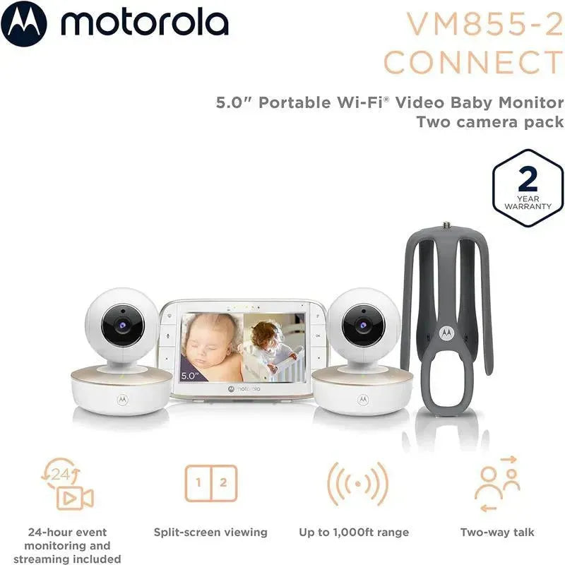 Motorola - 2 Cameras Wifi Baby Monitor with Crib Mount Image 3