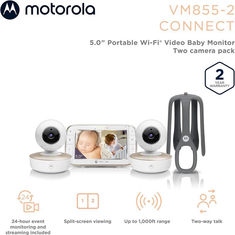 Motorola - 2 Camera Video with Crib Mount, Connects to Phone App Image 3
