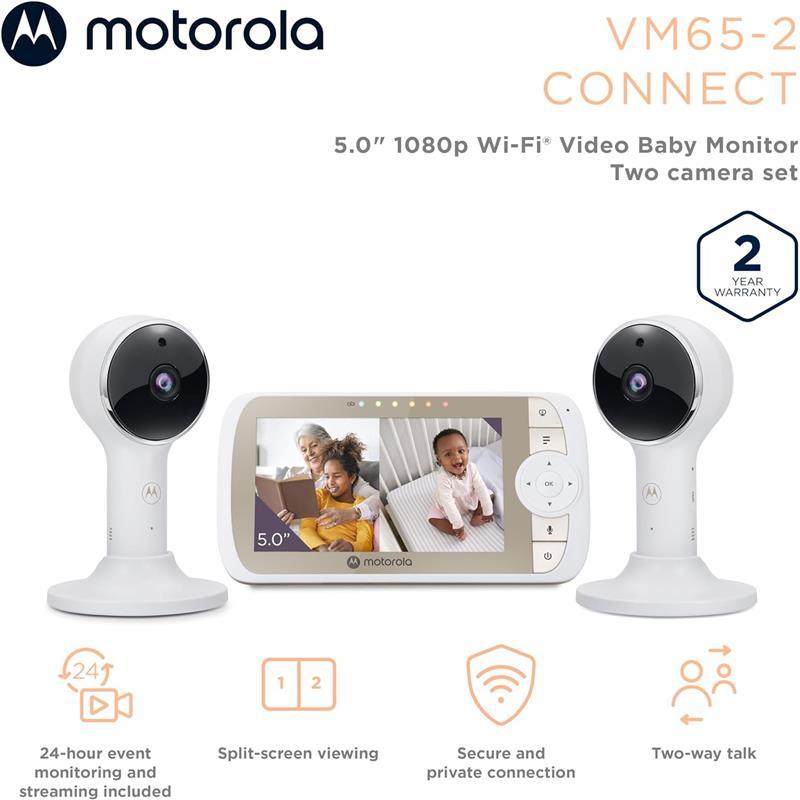 Motorola - 5 WiFi Video Baby Monitor VM65 with 2 Cameras Image 6