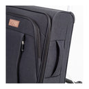 Luxury carry-on bag in dark fabric with zippers and handles, branded with Mountain Buggy logo.