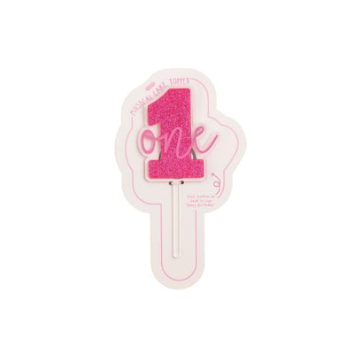 Mud Pie Acrylic Pink One Birthday Topper