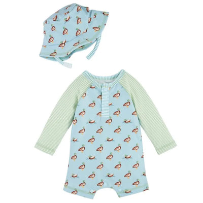 Mud Pie - Baby Boy Duck Rashguard One-Piece & Hat Sets Image 1