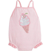 Mud Pie - Baby Girl Pink Check Ice Cream Swimsuit  Image 1