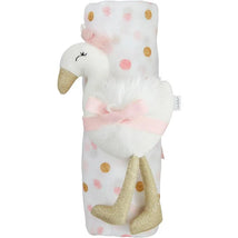 Mud Pie - Baby Girl Pink & Gold Dot Swaddle & Rattle Set Image 1