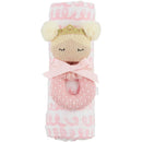Mud Pie - Baby Girl Pink Swirl Swaddle & Rattle Set Image 1
