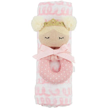 Mud Pie - Baby Girl Pink Swirl Swaddle & Rattle Set Image 1