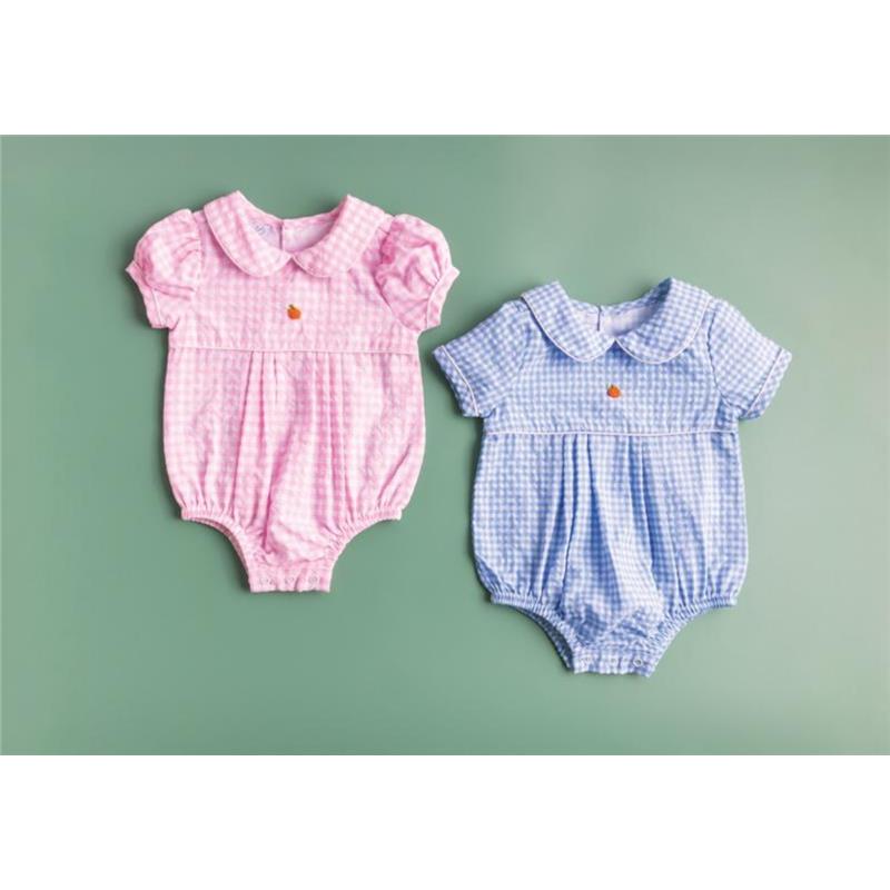 Mud Pie - Baby Pink Gingham Pumpkin Bubble Image 2