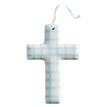 Mud Pie Blue Checkerboard Ceramic Crosses Image 1