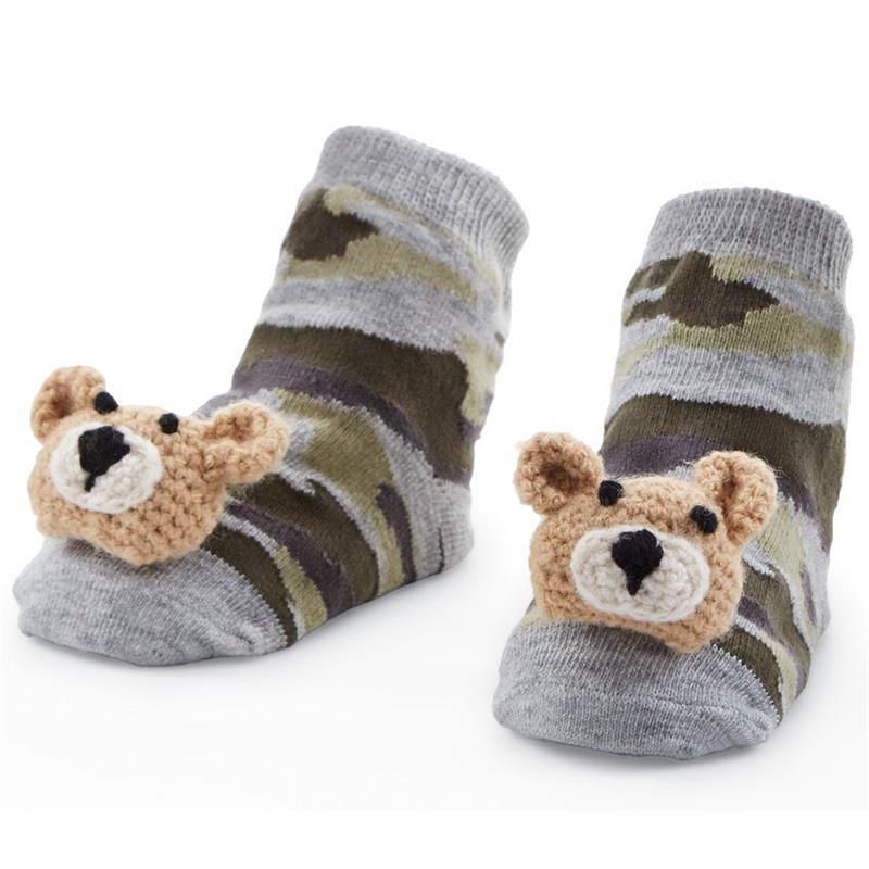 Mud Pie - Camo Bear Rattle Toe Socks, 0/12M Image 1