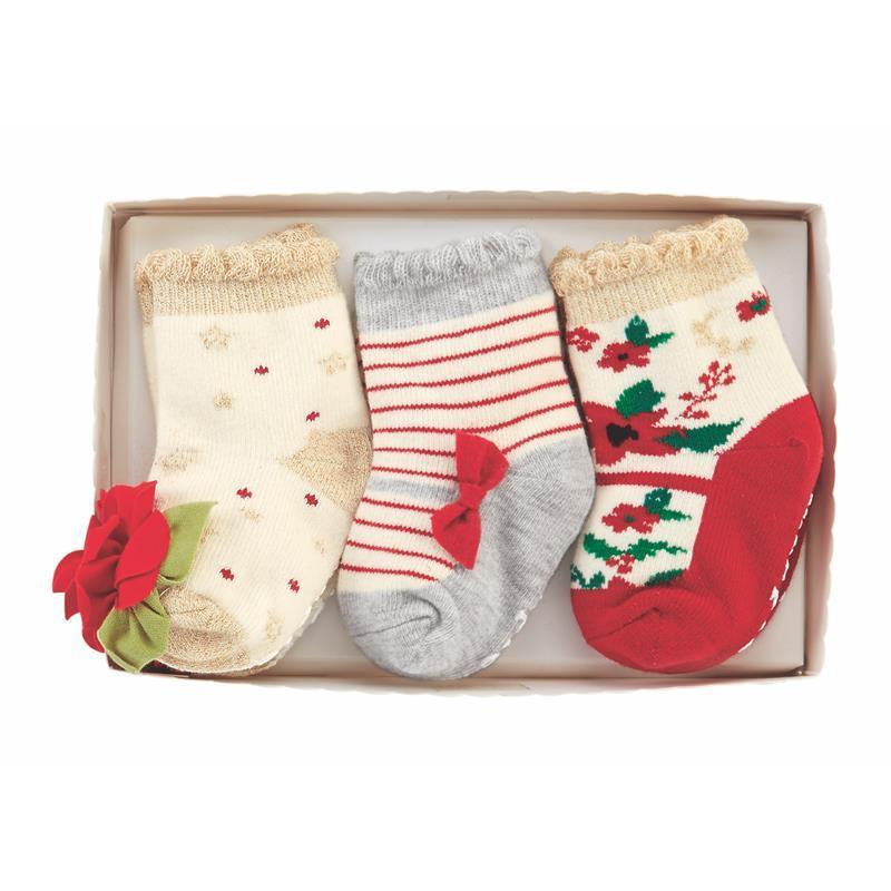 Mud Pie Christmas Floral Socks Set- 3 Pair, 0 to 12months Image 2