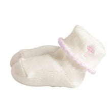 Mud Pie Cross Foldover Sock 0-6M, Pink Cross/White