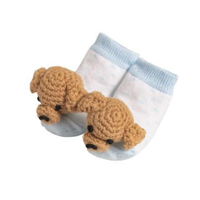 Mud Pie Dog Crochet Rattle Toe Socks, 0/6M