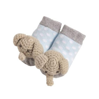 Mud Pie Elephant Crochet Rattle Toe Socks, 0/6M