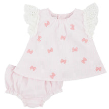 Mud Pie - Embroidered Pink Bow Pinafore Set Image 1