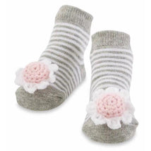 Mud Pie - Flower Rattle Baby Socks, 0/12M Image 1