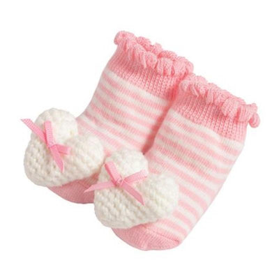 Mud Pie Heart Crochet Rattle Toe Socks, 0/6M