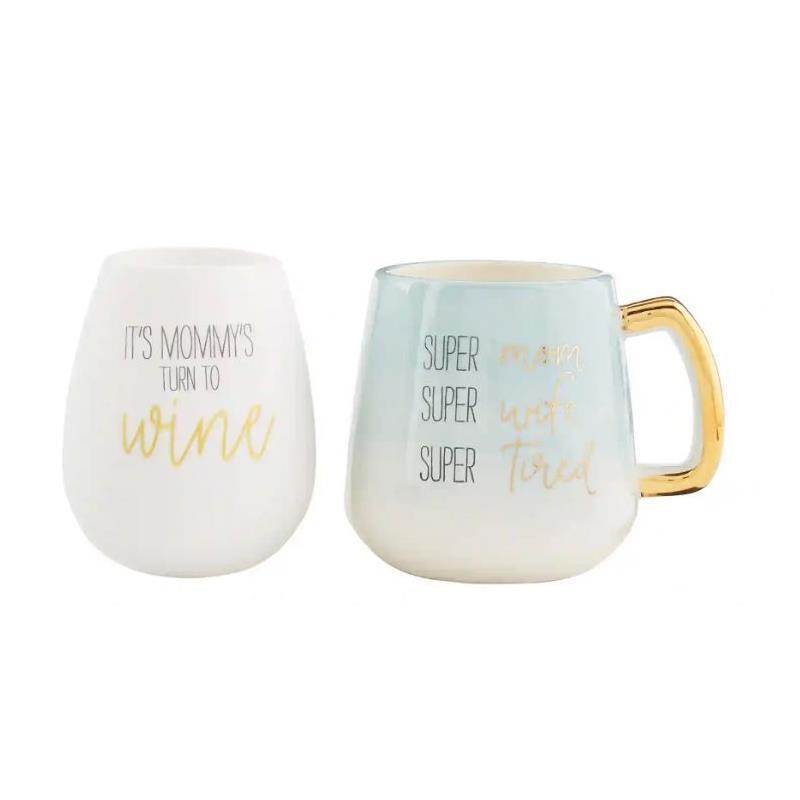 Mud Pie - Mom Coffee Mug & Wine Glass Set Image 1