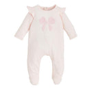 Mud Pie - Pink Boucle Bow Sleeper 3/6M Image 1